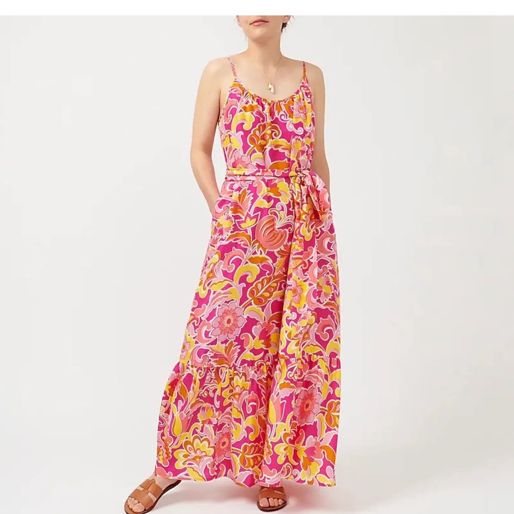 J crew scoop neck silk dress/ removable belt